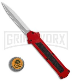 AKC F-16 Red D/A OTF Automatic Knife - Dagger Satin Plain -Featured Knife Shop AKC F 16 DA Dagger Red Satin BHQ 87409 er bottlecap large