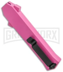 AKC F-16 Pink D/A OTF Automatic Knife - Dagger Satin Plain 8 AKC F-16 Pink D/A OTF Automatic Knife - Dagger Satin Plain -Featured Knife Shop AKC F 16 Pink DA OTF Auto Dagger Satin GX 37627 jr side large