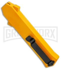 AKC F-16 Yellow D/A OTF Automatic Knife - Bayonet Satin Plain -Featured Knife Shop AKC F 16 Yellow DA OTF Auto Bayo Satin GX 37617 jr side large