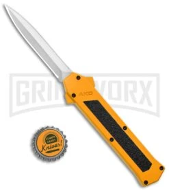 AKC F-16 Yellow D/A OTF Automatic Knife - Dagger Satin Plain 9 AKC F-16 Yellow D/A OTF Automatic Knife - Dagger Satin Plain -Featured Knife Shop AKC F 16 Yellow DA OTF Auto Dagger Satin GX 37626 jr bottlecap large