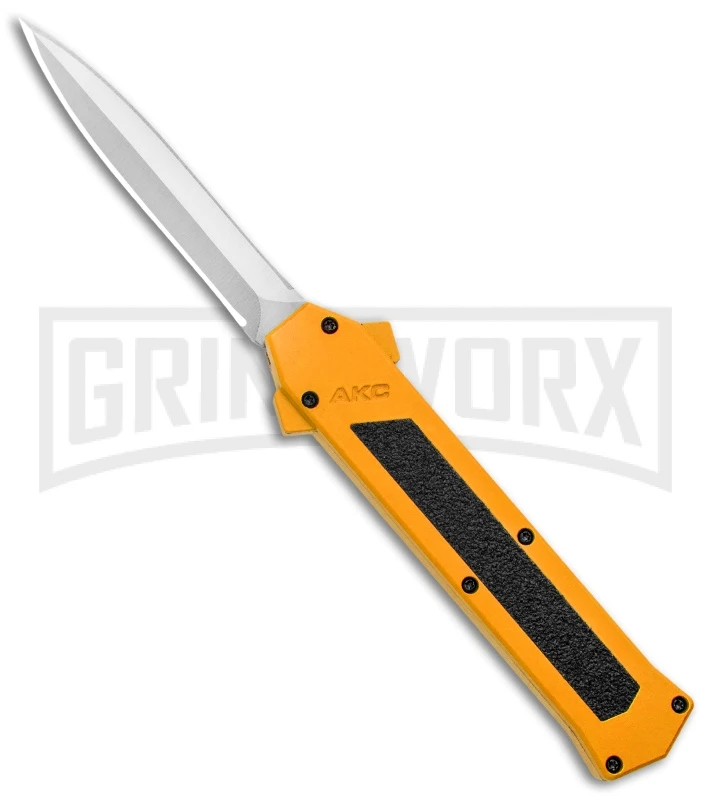 AKC F-16 Yellow D/A OTF Automatic Knife - Dagger Satin Plain 3 AKC F-16 Yellow D/A OTF Automatic Knife - Dagger Satin Plain
