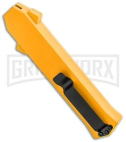 AKC F-16 Yellow D/A OTF Automatic Knife - Dagger Satin Plain 8 AKC F-16 Yellow D/A OTF Automatic Knife - Dagger Satin Plain -Featured Knife Shop AKC F 16 Yellow DA OTF Auto Dagger Satin GX 37626 jr side large