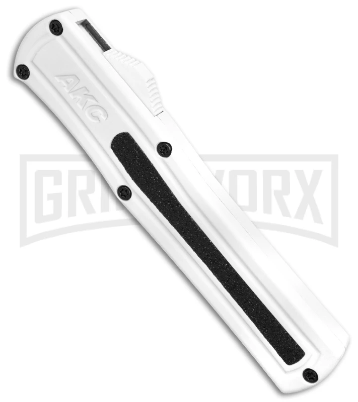 AKC F-20 White D/A OTF Automatic Knife - Spear Point Satin Plain 4 AKC F-20 White D/A OTF Automatic Knife - Spear Point Satin Plain - Image 2