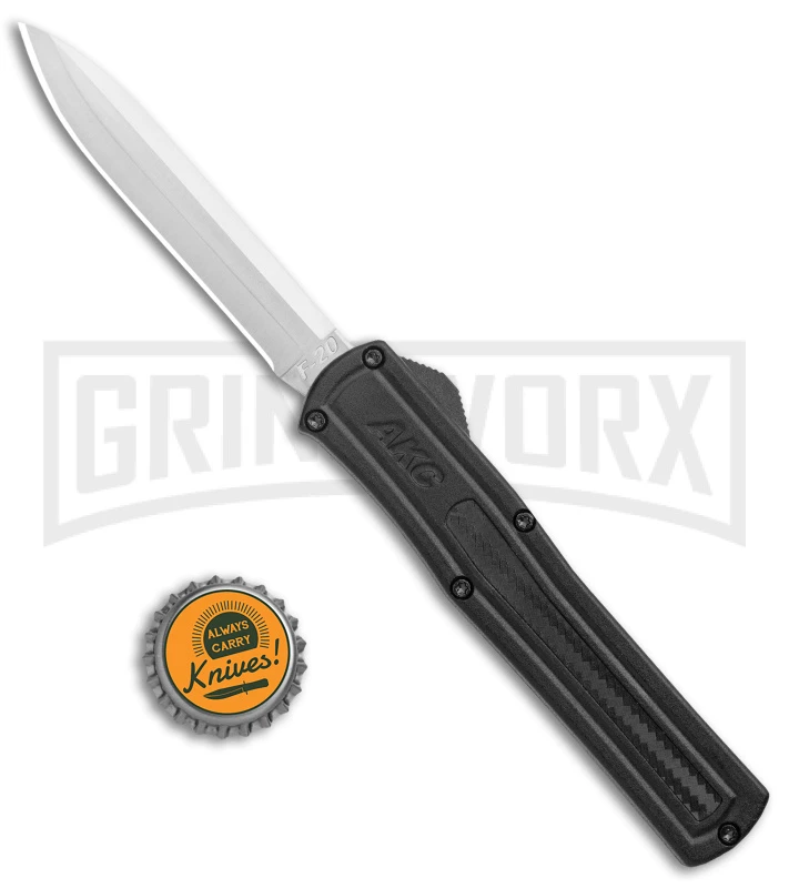 AKC F-20 Black CF D/A OTF Automatic Knife - Spear Point Satin Plain 6 AKC F-20 Black CF D/A OTF Automatic Knife - Spear Point Satin Plain - Image 4