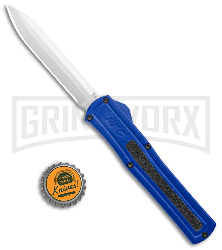 AKC F-20 Blue D/A OTF Automatic Knife - Spear Point Satin Plain 6 AKC F-20 Blue D/A OTF Automatic Knife - Spear Point Satin Plain - Image 4