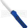 AKC F-20 Blue D/A OTF Automatic Knife - Spear Point Satin Plain -Featured Knife Shop AKC F 20 DA Dagger OTF Auto Blue Satin BHQ 140833 jr large