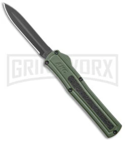 AKC F-20 OD Green Aluminum D/A OTF Automatic Knife - Dagger Black Plain