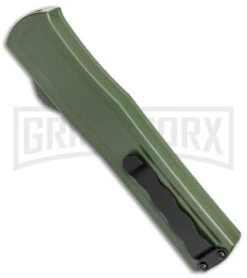 AKC F-20 OD Green Aluminum D/A OTF Automatic Knife - Dagger Black Plain -Featured Knife Shop AKC F 20 DA Dagger OTF Auto OD Green Black BHQ 146285 jr side large