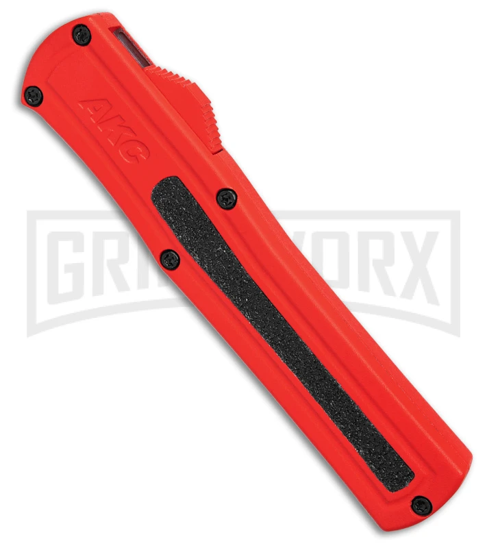 AKC F-20 Red Aluminum DBL Dagger OTF Automatic Knife - Satin Plain 4 AKC F-20 Red Aluminum DBL Dagger OTF Automatic Knife - Satin Plain - Image 2