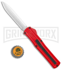 AKC F-20 Red D/A OTF Automatic Knife - Satin Plain 9 AKC F-20 Red D/A OTF Automatic Knife - Satin Plain -Featured Knife Shop AKC F 20 DA Dagger OTF Auto Red Satin BHQ 140483 jr bottlecap large