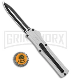 AKC F-20 White Aluminum D/A Dagger OTF Automatic Knife - Two Tone Plain 9 AKC F-20 White Aluminum D/A Dagger OTF Automatic Knife - Two Tone Plain -Featured Knife Shop AKC F 20 DA Dagger OTF Auto White Aluminum TT BHQ 179206 jr bottlecap large