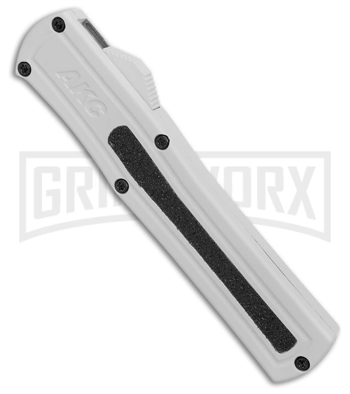 AKC F-20 White Aluminum D/A Dagger OTF Automatic Knife - Two Tone Plain 4 AKC F-20 White Aluminum D/A Dagger OTF Automatic Knife - Two Tone Plain - Image 2