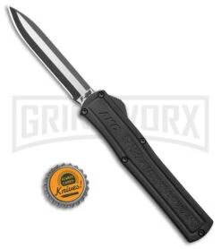 AKC F-20 D/A Black Aluminum OTF Automatic Knife - Two Tone Plain -Featured Knife Shop AKC F 20 DA OTF Auto Black Aluminum TT BHQ 178591 jr bottlecap large