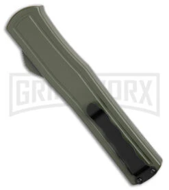 AKC F-20 OD Green Aluminum Dagger OTF Automatic Knife - 2-Tone Black Plain 8 AKC F-20 OD Green Aluminum Dagger OTF Automatic Knife - 2-Tone Black Plain -Featured Knife Shop AKC F 20 Dagger OTF Auto OD Green Aluminum TT Black BHQ 179398 jr side large