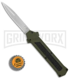 AKC F-16 OD Green D/A OTF Automatic Knife - Bayo Satin Plain -Featured Knife Shop AKC F16 OD Green DA Bayo Satin Plain BP 25690 er bottlecap large