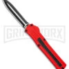 AKC F-20 D/A Dagger Dark Red Aluminum OTF Automatic Knife - Two Tone Plain -Featured Knife Shop AKC F20 DA Dagger OTF AK Red Alum 3in Two Tone BHQ 178590 td large