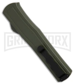AKC F-20 D/A OTF OD Green Aluminum Automatic Knife - Satin Plain 8 AKC F-20 D/A OTF OD Green Aluminum Automatic Knife - Satin Plain -Featured Knife Shop AKC F20 DA OTF AK Dagger OD Green Alum 3in Satin BHQ 178613 td side large