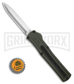 AKC F-20 D/A OTF OD Green Aluminum Automatic Knife - Satin Plain 9 AKC F-20 D/A OTF OD Green Aluminum Automatic Knife - Satin Plain -Featured Knife Shop AKC F20 DA OTF AK Dagger OD Green Alum 3in Satin BHQ 178613 td size large