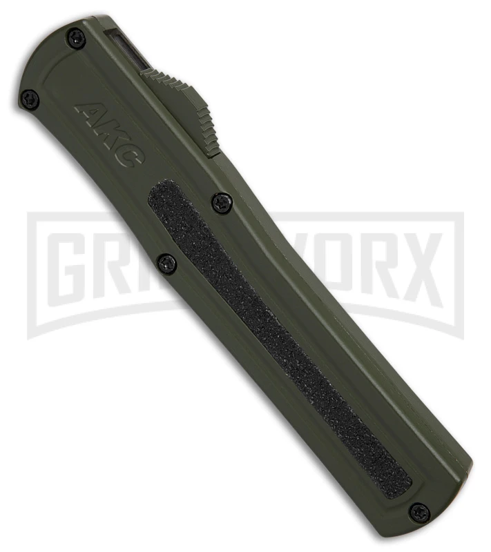AKC F-20 D/A OTF OD Green Aluminum Automatic Knife - Satin Plain 4 AKC F-20 D/A OTF OD Green Aluminum Automatic Knife - Satin Plain - Image 2