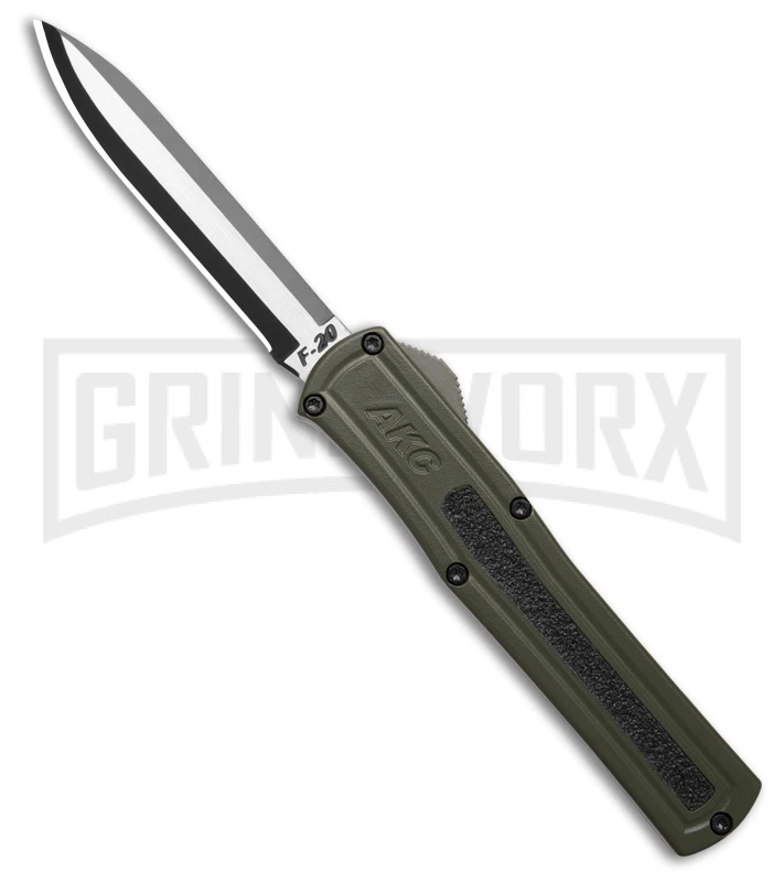 AKC F-20 OD Green D/A OTF Automatic Knife - Two-Tone Plain 3 AKC F-20 OD Green D/A OTF Automatic Knife - Two-Tone Plain