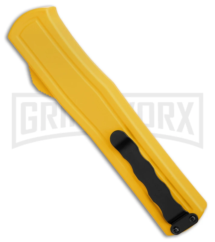 AKC F-20 D/A Drop Point Yellow OTF Automatic Knife - Satin Plain 4 AKC F-20 D/A Drop Point Yellow OTF Automatic Knife - Satin Plain - Image 2