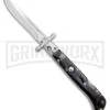 Italian Style 9" Roma Black Marbled Pearlex Auto Swinguard - Polished Plain -Featured Knife Shop AKC Italian Style 9in Roma DP Auto Swinguard Black Marble Polished BHQ 175964 jr large