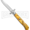 Italian Style 9" Roma Yellow Pearlex Automatic Swinguard - Polished Plain -Featured Knife Shop AKC Italian Style 9in Roma DP Auto Swinguard Yellow Pearlex Polished BHQ 175957 jr large