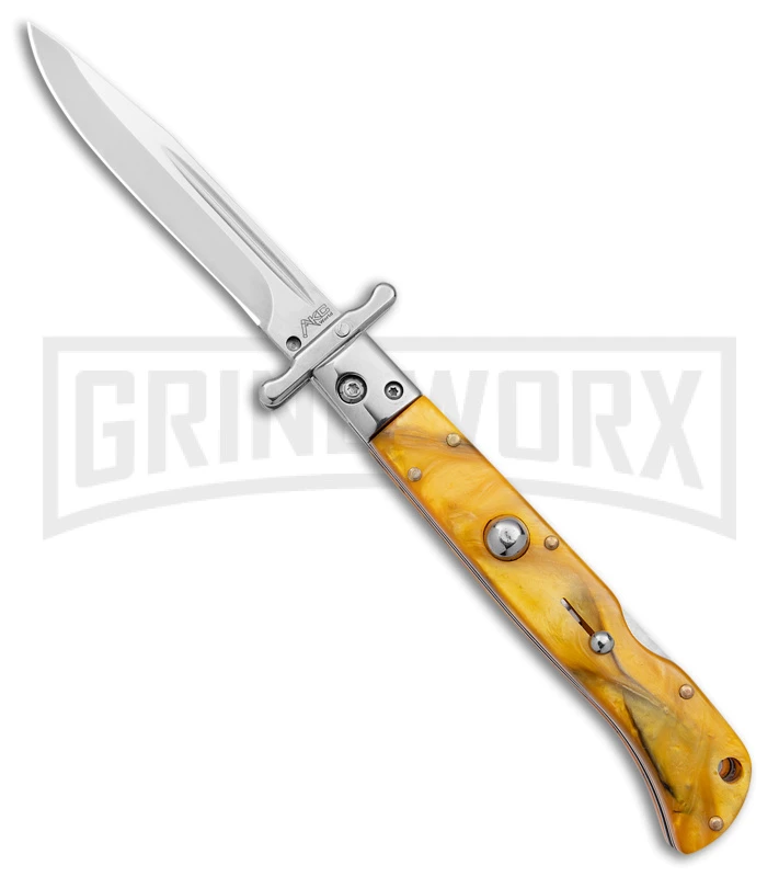 Italian Style 9" Roma Yellow Pearlex Automatic Swinguard - Polished Plain 3 Italian Style 9" Roma Yellow Pearlex Automatic Swinguard - Polished Plain