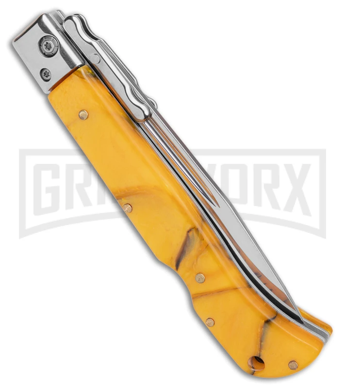 Italian Style 9" Roma Yellow Pearlex Automatic Swinguard - Polished Plain 5 Italian Style 9" Roma Yellow Pearlex Automatic Swinguard - Polished Plain - Image 3