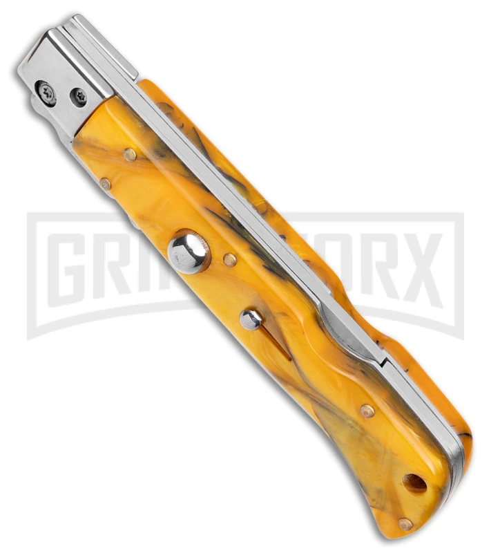 Italian Style 9" Roma Yellow Pearlex Automatic Swinguard - Polished Plain 4 Italian Style 9" Roma Yellow Pearlex Automatic Swinguard - Polished Plain - Image 2