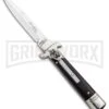 AKC 7.75" Leverletto Ebony Automatic Knife - Satin Bayonet 2 AKC 7.75" Leverletto Ebony Automatic Knife - Satin Bayonet -Featured Knife Shop AKC Leverletto LL Auto Ebony Bayo BHQ 92878 jr large