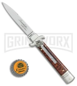 AKC 7.5" Leverletto Snakewood Automatic Knife - Flat Grind 9 AKC 7.5" Leverletto Snakewood Automatic Knife - Flat Grind -Featured Knife Shop AKC Leverletto snakewood flat grind BP 0439 er bottlecap large