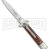 AKC 7.5" Leverletto Snakewood Automatic Knife - Flat Grind