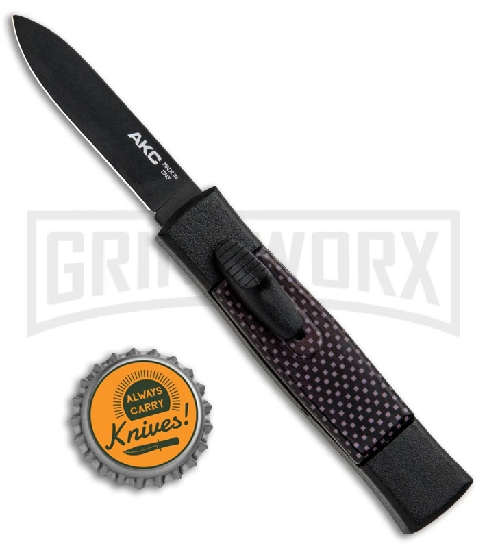 AKC Minion Concord Black/Sim Carbon Fiber OTF Automatic Knife - Black Flat 6 AKC Minion Concord Black/Sim Carbon Fiber OTF Automatic Knife - Black Flat - Image 4