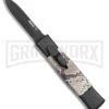 AKC Minion Concord Snake Skin OTF Automatic Knife - Dagger Black Plain -Featured Knife Shop AKC Minion Concord OTF Auto Snake Skin Black Dagger BHQ 173568 jr large