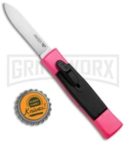 AKC Minion Concord Hot Pink OTF Automatic Knife - Flat Satin Plain -Featured Knife Shop AKC Minion Concord OTF Hot Pink BHQ 72004 jr bottlecap large