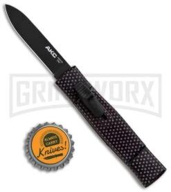 AKC Minion Concord Sim Carbon Fiber OTF Automatic Knife - Black Flat -Featured Knife Shop AKC Minion Concord Slim CF OTF Auto Black Flat GX 33108 jr bottlecap large