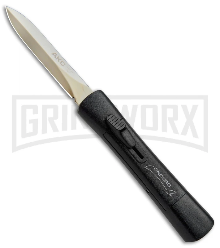AKC Concord Black OTF Automatic Knife - Dagger Gold Plain 3 AKC Concord Black OTF Automatic Knife - Dagger Gold Plain