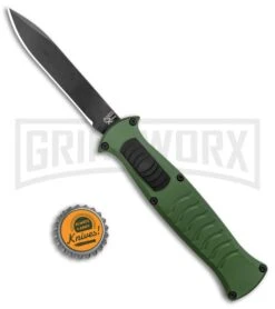 AKC X-treme EVO Green OTF Automatic Knife - Black Plain -Featured Knife Shop AKC X treme EVO OTF Auto Green Black BHQ 105414 jr bottlecap 2 large