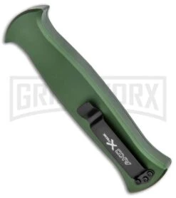 AKC X-treme EVO Green OTF Automatic Knife - Satin Plain -Featured Knife Shop AKC X treme EVO OTF Auto Green Satin DE Dagger BHQ 134949 jr side 2 large 1