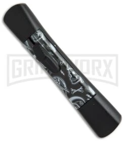 AKC Concord Route 66 Skull OTF Automatic Knife - Flat Grind Black Plain -Featured Knife Shop AKC concord route 66 skull flat grind black plain BP 19004 er side large