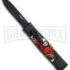 AKC Minion Concord Red/White Skull OTF Automatic Knife - Black Flat