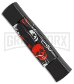 AKC Minion Concord Red/White Skull OTF Automatic Knife - Black Flat 7 AKC Minion Concord Red/White Skull OTF Automatic Knife - Black Flat -Featured Knife Shop AKC minion concord red white skull black flat BP 19001 er side large