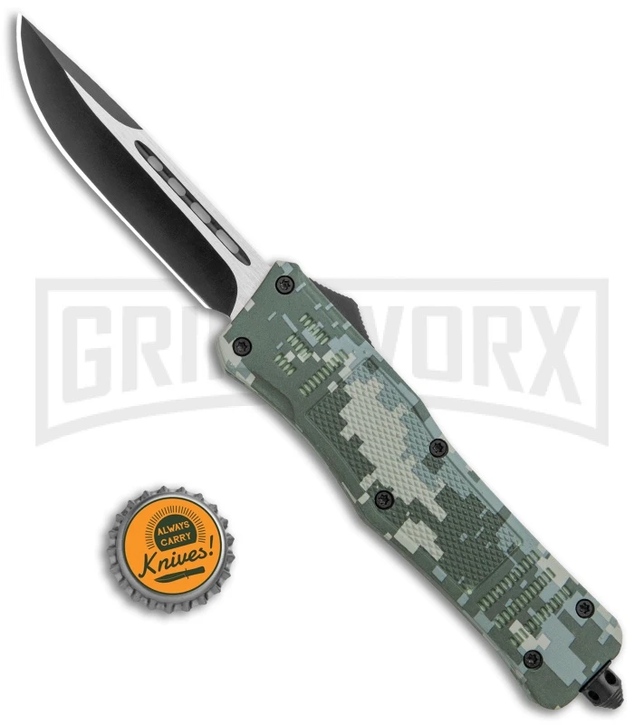 Atomic Defender Large OTF Automatic Knife Green Digi Camo - Two Tone Drop Point 6 Atomic Defender Large OTF Automatic Knife Green Digi Camo - Two Tone Drop Point - Image 5