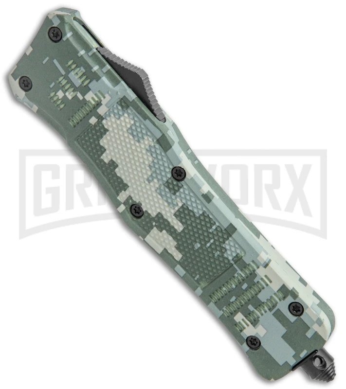 Atomic Defender Large OTF Automatic Knife Green Digi Camo - Two Tone Drop Point 3 Atomic Defender Large OTF Automatic Knife Green Digi Camo - Two Tone Drop Point - Image 2