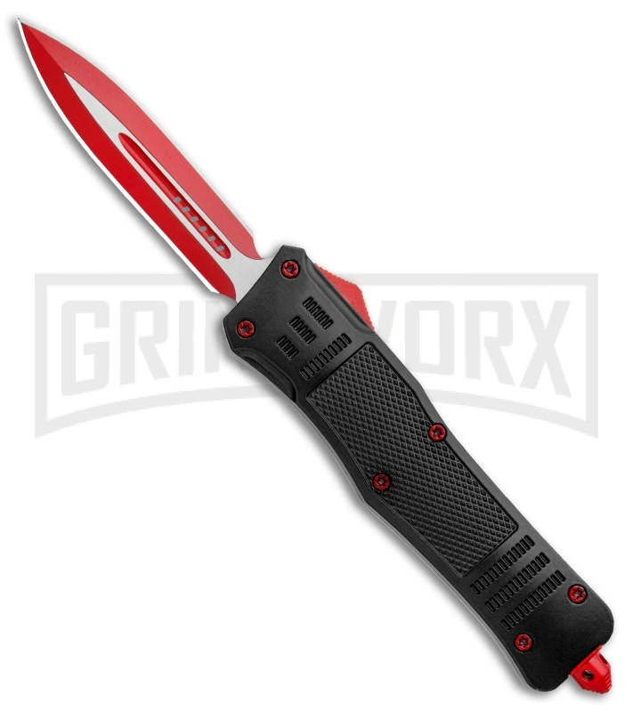 Atomic Defender Large OTF Automatic Knife Black - Red Two Tone Dagger 3 Atomic Defender Large OTF Automatic Knife Black - Red Two Tone Dagger