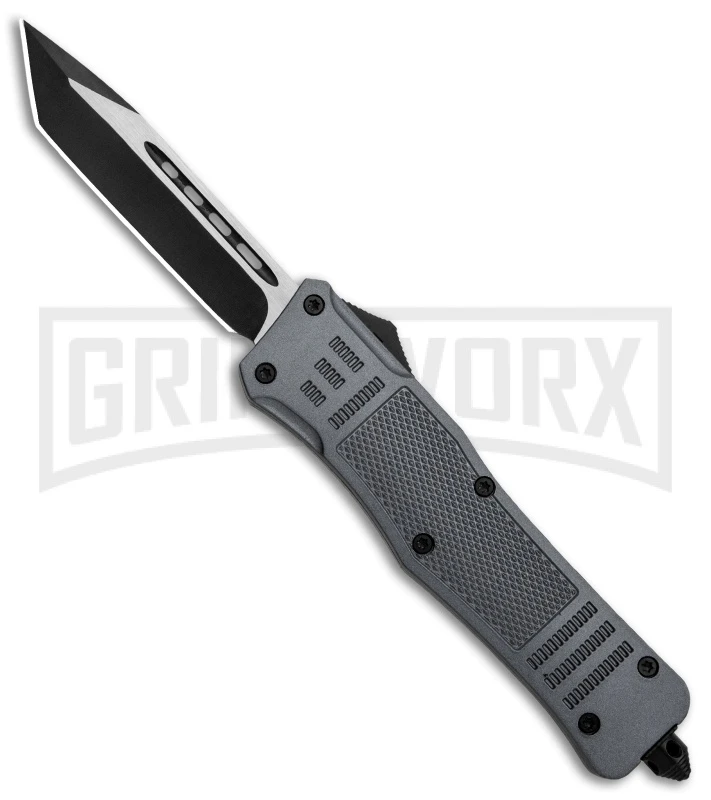 Atomic Defender Large OTF Automatic Knife Gray - Two Tone Tanto 3 Atomic Defender Large OTF Automatic Knife Gray - Two Tone Tanto