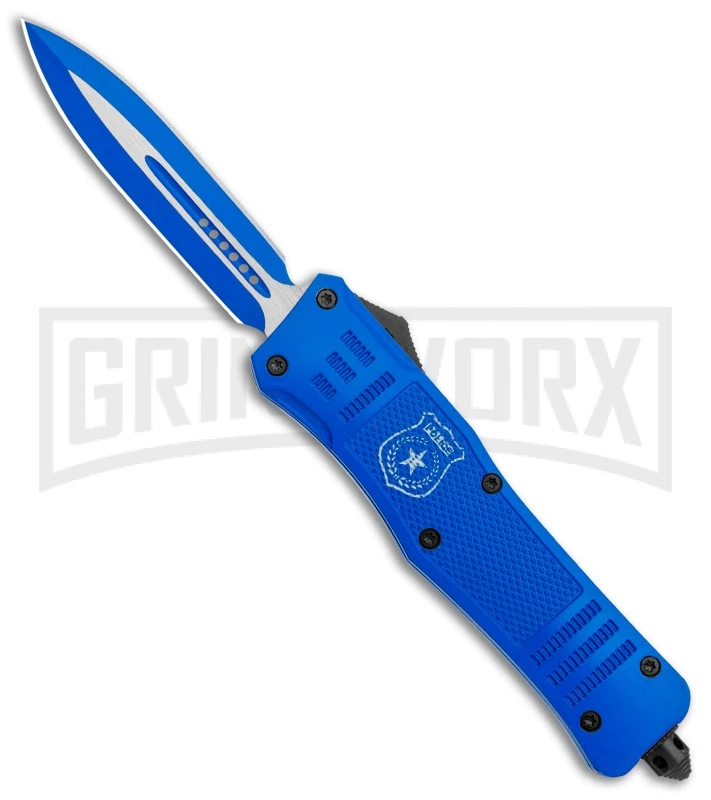 Atomic Defender Large OTF Automatic Knife Police Blue - Two Tone Blue Dagger 3 Atomic Defender Large OTF Automatic Knife Police Blue - Two Tone Blue Dagger