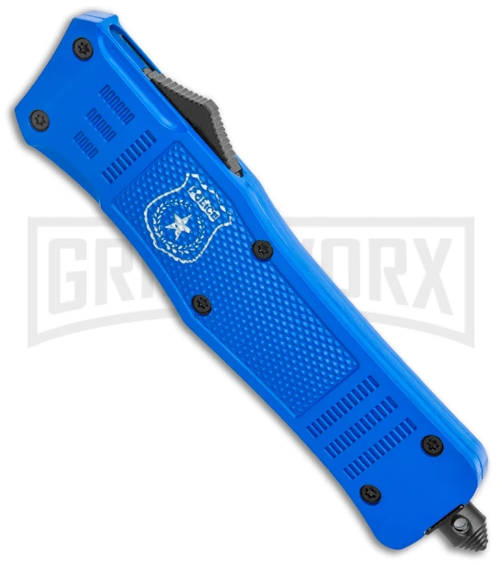 Atomic Defender Large OTF Automatic Knife Police Blue - Two Tone Blue Dagger 4 Atomic Defender Large OTF Automatic Knife Police Blue - Two Tone Blue Dagger - Image 2