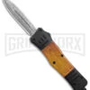 Atomic Defender Medium Black/Sim Wood OTF Auto Knife - Dagger Damascus Plain